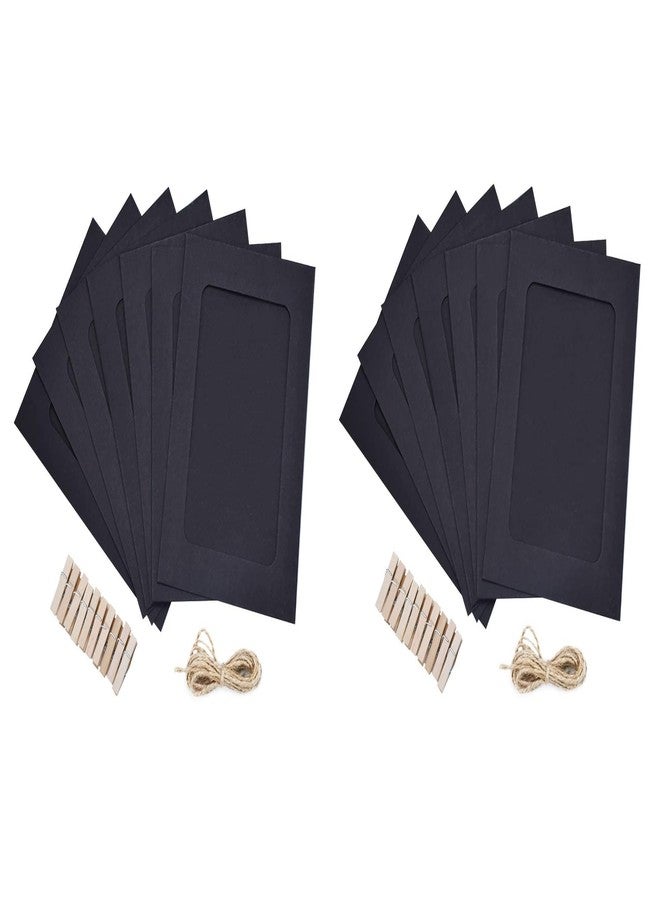 Prescent Paper Photo Frame 15 cm x 11.5 cm Craft Paper Picture Frames 20 PCS DIY Cardboard Photo Frames with Wood Clips and Jute Twine (Black, 20pcs) - Image 1