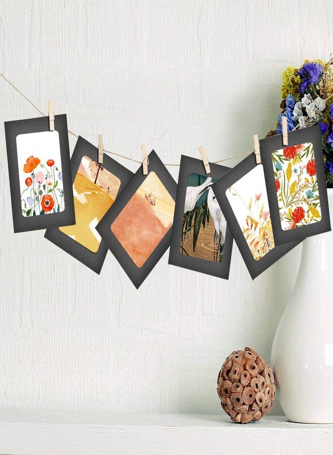 Prescent Paper Photo Frame 15 cm x 11.5 cm Craft Paper Picture Frames 20 PCS DIY Cardboard Photo Frames with Wood Clips and Jute Twine (Black, 20pcs) - Image 4