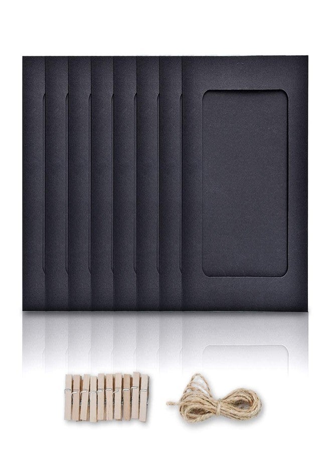 Prescent Paper Photo Frame 15 cm x 11.5 cm Craft Paper Picture Frames 20 PCS DIY Cardboard Photo Frames with Wood Clips and Jute Twine (Black, 20pcs) - Image 2