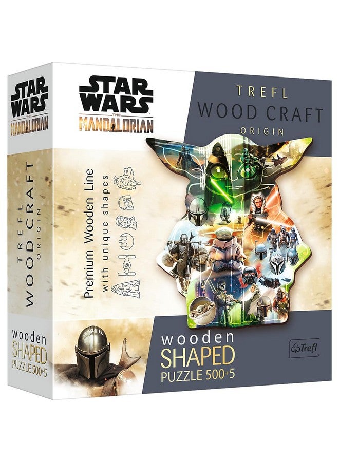 Trefl Star Wars The Mandalorian Wood Craft 500+5 Piece Jigsaw Puzzle The Mysterious Grogu Irregular Shapes, 50 Special Puzzles, Modern Premium Puzzle, For Adults And Children From 12 Years Old  - Image 1
