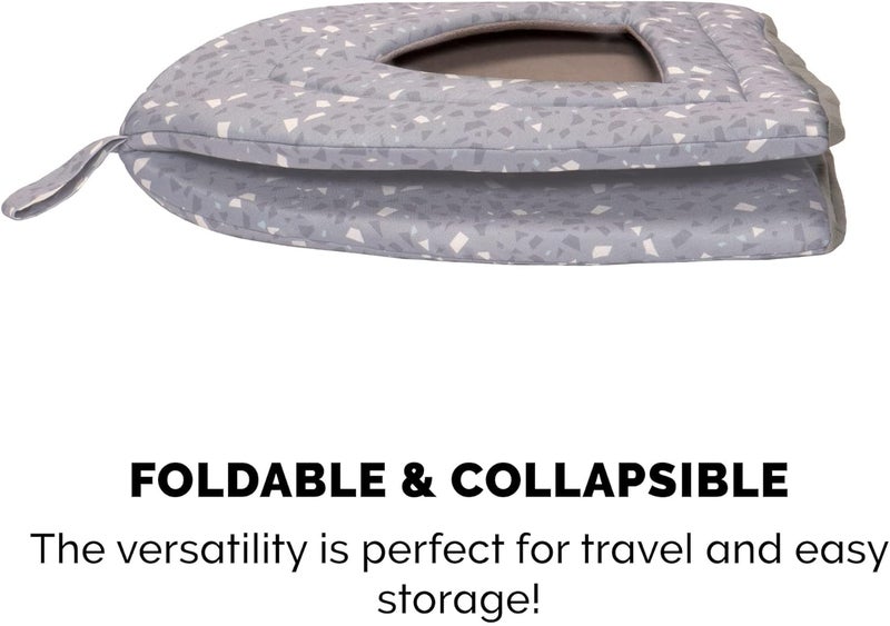 Cat Bed Cave for Indoor Cats & Small Dogs, Washable & Foldable w/Removable Cushion - Polycanvas Print Pet Tent - Gray Terazzo, Small - Image 4