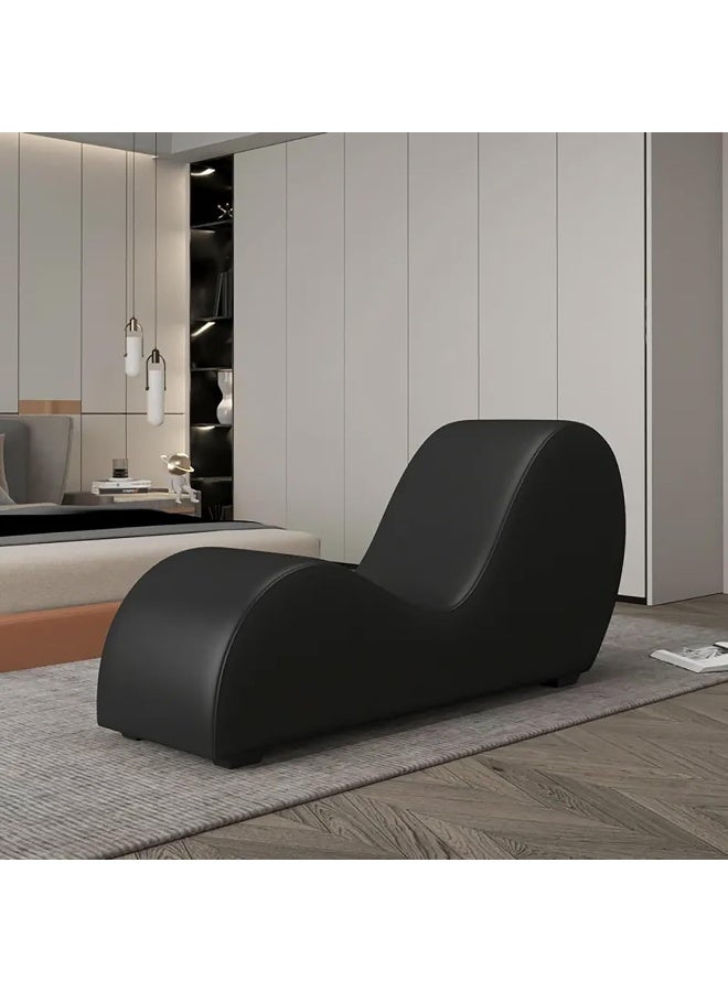 Generic S Shape Modern Curved Chaise Lounge Chair (Black)  - Image 1