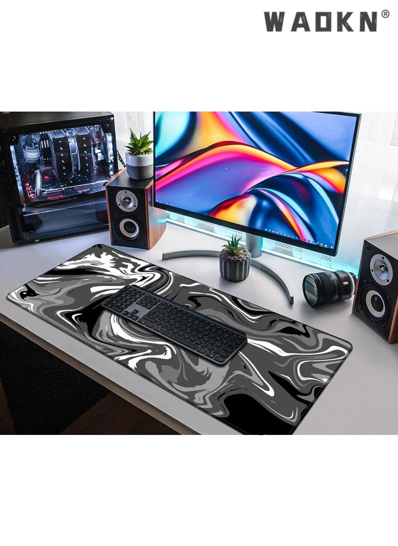 WAOKN - Anti-Skid Mousepad Large Keyboard Mouse Pad Desk Mat,Extended Contour Mouse Mat for Home and Office, Large Gaming Mousepad Laptop Keyboard Mat with Non-Slip Rubber Base, Stitched Edges(900x400mm) - Image 1