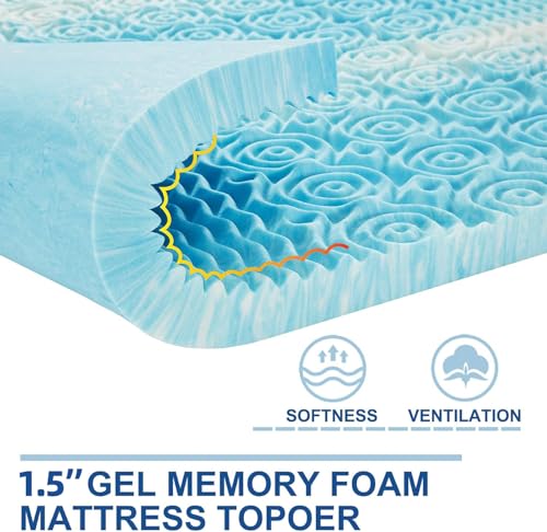 SINWEEK 15 Inch Mattress Topper 5Zone Memory Foam Mattress Topper Pressure Relieve Soft Mattress Pad CertiPURUS Certified Twin Size Blue - Image 3