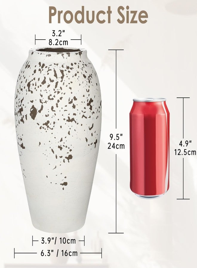 Arborus Handcrafted Flower Vase, 9.5" Tall Terracotta Vases, Vintage Rustic Ceramic Vase Décor, Wide Mouth, Matte Finish for Home Office Resto Café Décor - Image 2