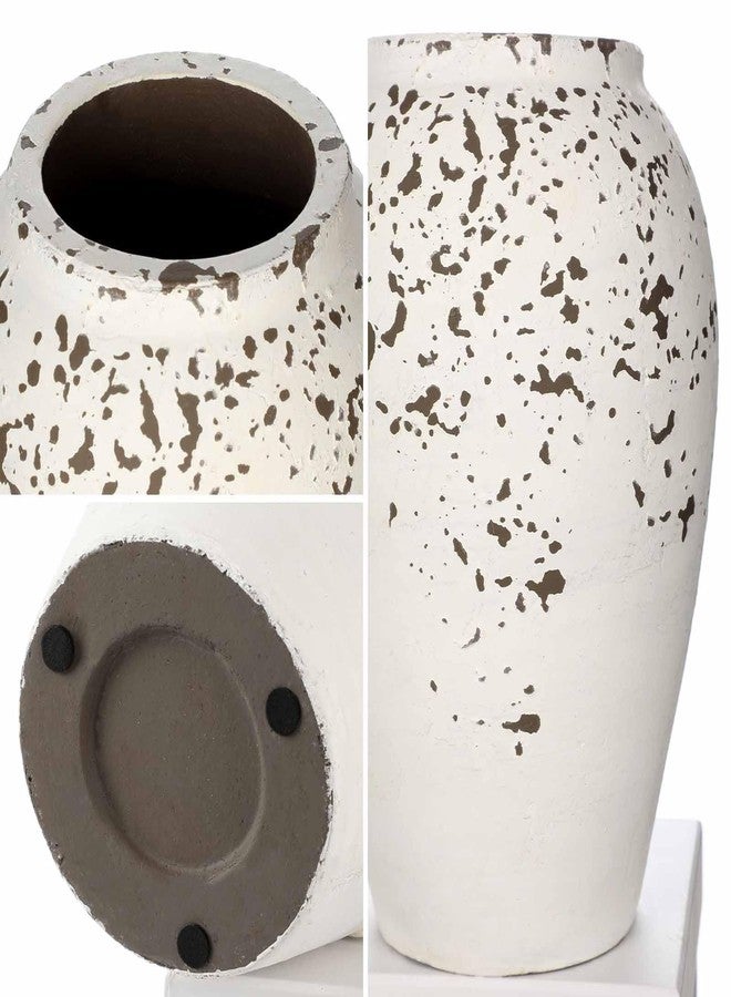 Arborus Handcrafted Flower Vase, 9.5" Tall Terracotta Vases, Vintage Rustic Ceramic Vase Décor, Wide Mouth, Matte Finish for Home Office Resto Café Décor - Image 3