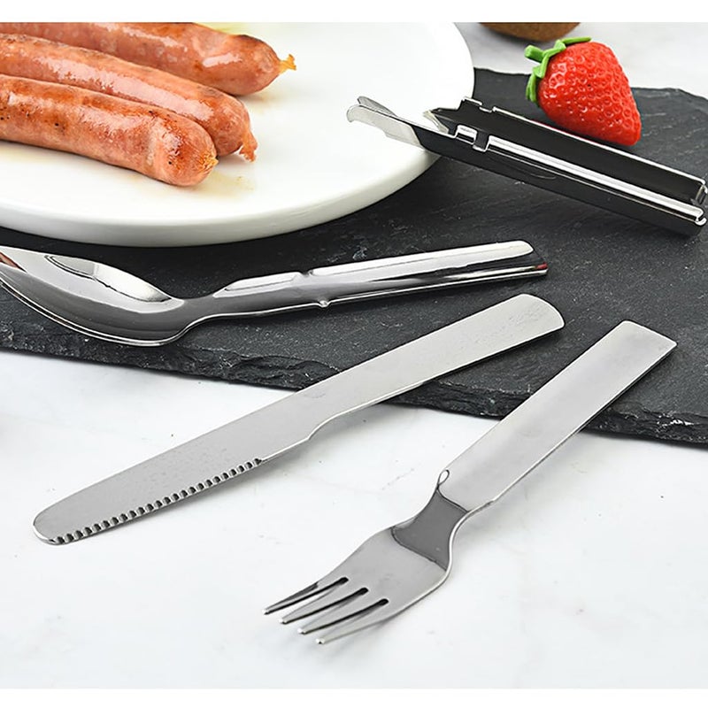 SUPVOX Supvox Portable Flatware Silvery Camping Stainless Steel Outdoor Tableware Set Travel Portable Fork Spoon Bottle Opener 4 in 1 MultiFunctional Dinning Cutlery  - Image 5