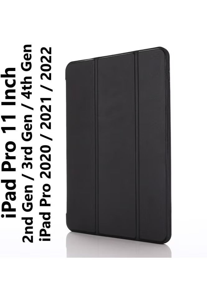 PROMASS iPad Pro 11 Inch Case Cover Compatible with iPad Pro 4th Gen 2022 / iPad Pro 3rd Gen 2021/ iPad Pro 2nd Gen 2020 with Pencil Holder Flip Leather Tablet Case, Smart iPad Case Auto Wake/Sleep - Black - Image 1