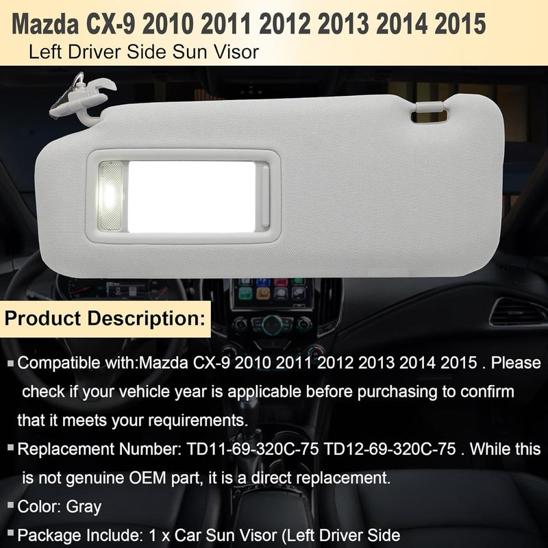 NHILES Left Driver Sun Visor for Mazda CX-9 (2010-2015) - Image 3