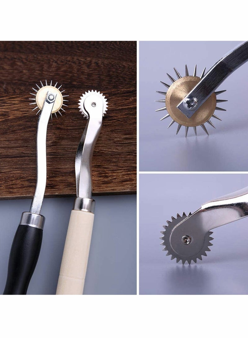 Excefore 2 Pcs Leather Needle Point Tracing Wheel with Wooden Handle Cloth Sewing Overstitch Wheel Tool for Leather Crafts - Image 5