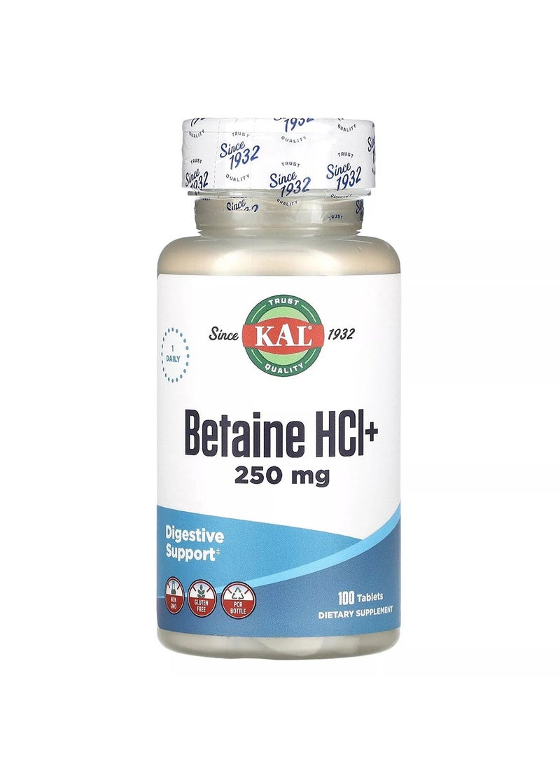 KAL Betaine Hci+ 250Mg 100 Tablets - Image 1