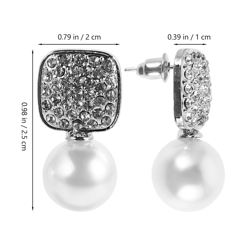 Elegant Earrings for Women Dainty Rhinestone with Faux Earrings Wedding Jewelry for Brides Bridesmaids - Image 3