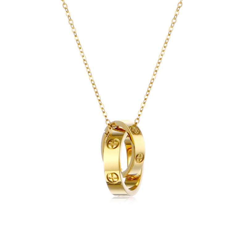 YCSLYW Women's Stainless Steel Necklace -18K Gold Women's Necklace, Gold Interlocking Titanium Steel Necklace, Women's Jewelry for Mother's Birthday, Father's Day Valentine's Day, Mother's Day, Girlfriend Necklace, Anniversary Necklace - Image 1