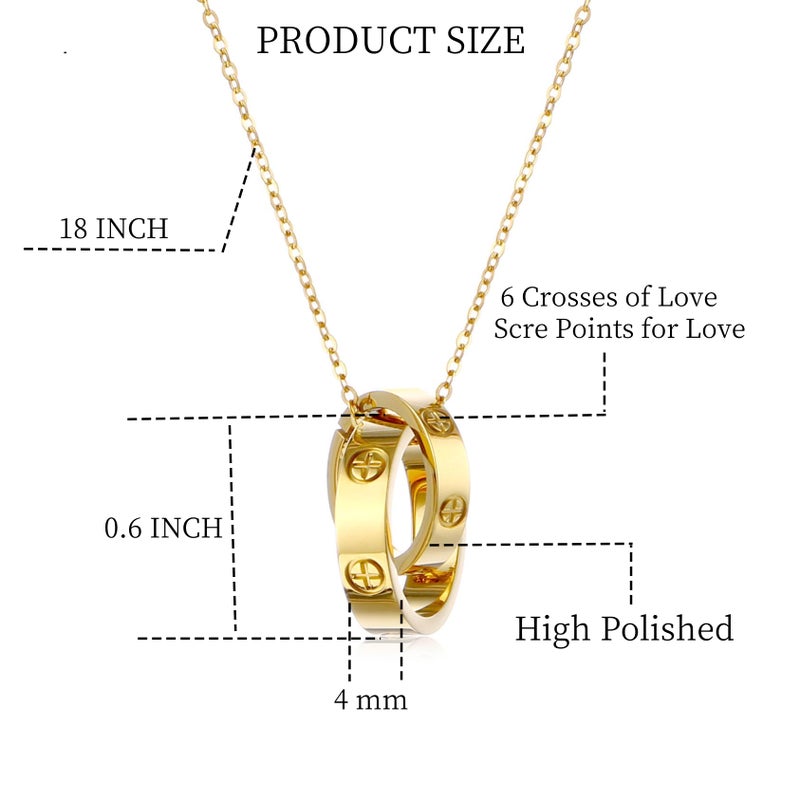YCSLYW Women's Stainless Steel Necklace -18K Gold Women's Necklace, Gold Interlocking Titanium Steel Necklace, Women's Jewelry for Mother's Birthday, Father's Day Valentine's Day, Mother's Day, Girlfriend Necklace, Anniversary Necklace - Image 2