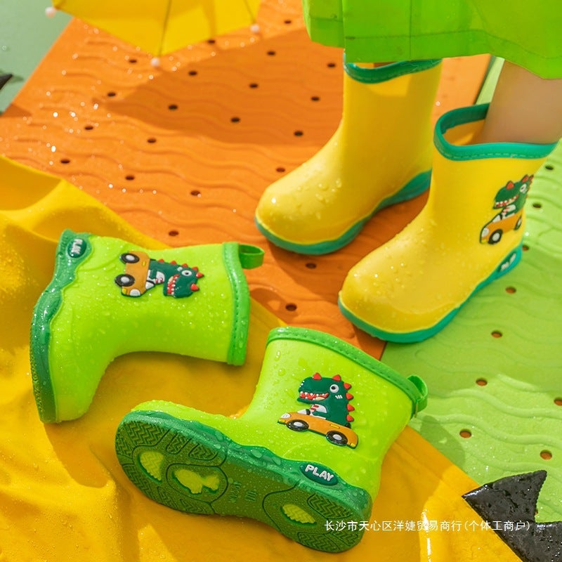 Children'S Rain Boots, Boys' Fleece-Lined, Lightweight, Non-Slip, Girls' Students' Baby Water Shoes, Kidsren'S Rain Boots, Rubber Shoes, Overshoes For Kidsren - Image 2