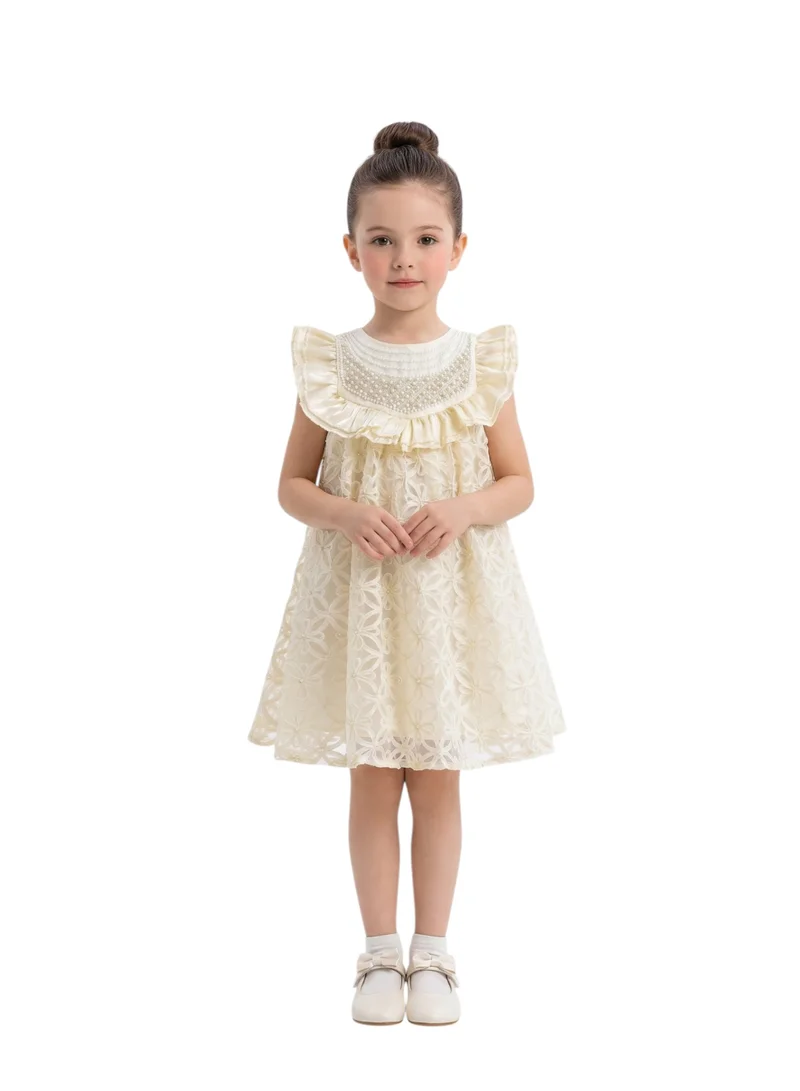 بيداني Vintage-Inspired Eyelet Lace Ruffle Dress