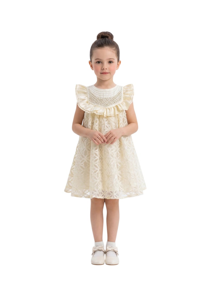 Bidani Vintage-Inspired Eyelet Lace Ruffle Dress - Image 1