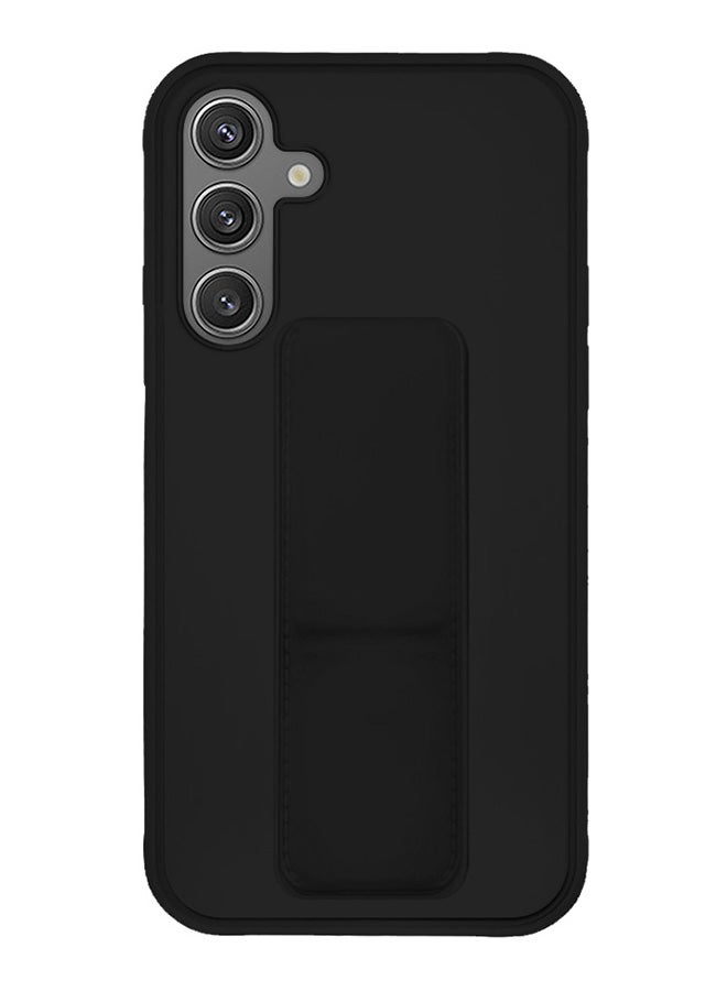 JOMILA Samsung Galaxy S24 Case Magnetic Stand and Holder Premium Silicone Vertical and Horizontal Hand Strap Grip Multi Stand Car Mount Kickstand Case Finger Strap Cover Black - Image 1