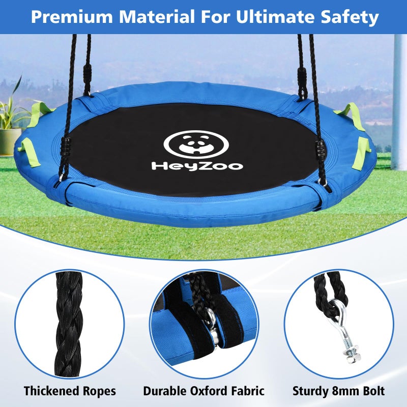 HeyZoo 48 inch Tree Swing, Larger Saucer Flying Swing for Whole Family, 900lbs Weight Capacity, with Adjustable Hanging Straps, for Outdoor Playground, Gifts for Kids, Blue - Image 3