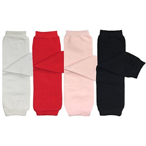 ALLYDREW 4 Pack Baby Leg Warmer Set & Toddler Leg Warmer Set for Boys & Girls - Solid White, Red, Pink, Black,One Size - Image 1