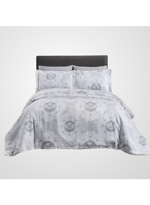 5-Piece Cotton Comforter Set With Removable Filler Single Size 170x230 Cm Silver Grey