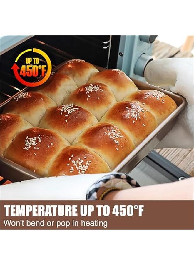 MOXO Deep Baking Pans Sets NonstickBaking Sheets for Oven Bakeware Rectangular Cake Pan Set3  Champagne Gold) - Image 4