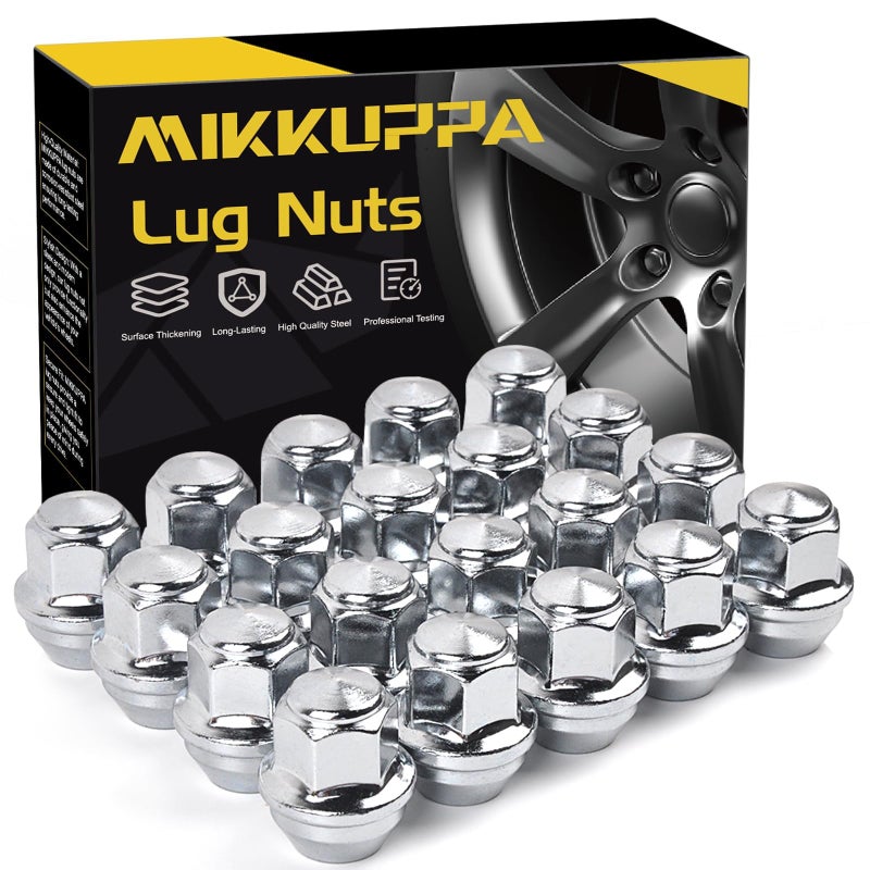 MIKKUPPA M12x1.5 OEM Wheel Lug Nuts, One-Piece Chrome Large Acorn Seat Nuts, Replacement for 2001-2024 Ford Escape, 2000-2021 Focus, 2006-2018 Fusion Factory Wheels - Image 1