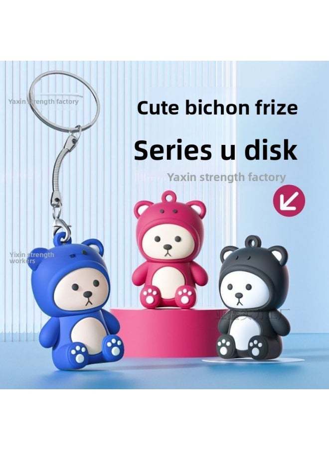 Generic U Disk Cute Cartoon Tremolo Mobile Phone Computer Dual-use 32G64G128G Office Student Car-Capacity:Blue Bichon [free Pendant + Typec Adapter]-Interface:128G  - Image 4