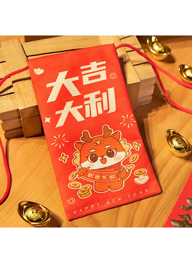 Dragon Year Money Bag 2024 Chinese Year Fabric Red Envelope Bag Creative Spring Festival Year Children's Lucky Money-Specifications:Dragon Year-Color:Year Red Envelope  - Image 1
