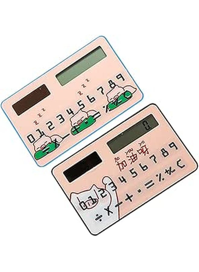 2pcs Ultra Thin Solar Calculator Set Portable Pocket Card Design for Students Office Use - Image 1