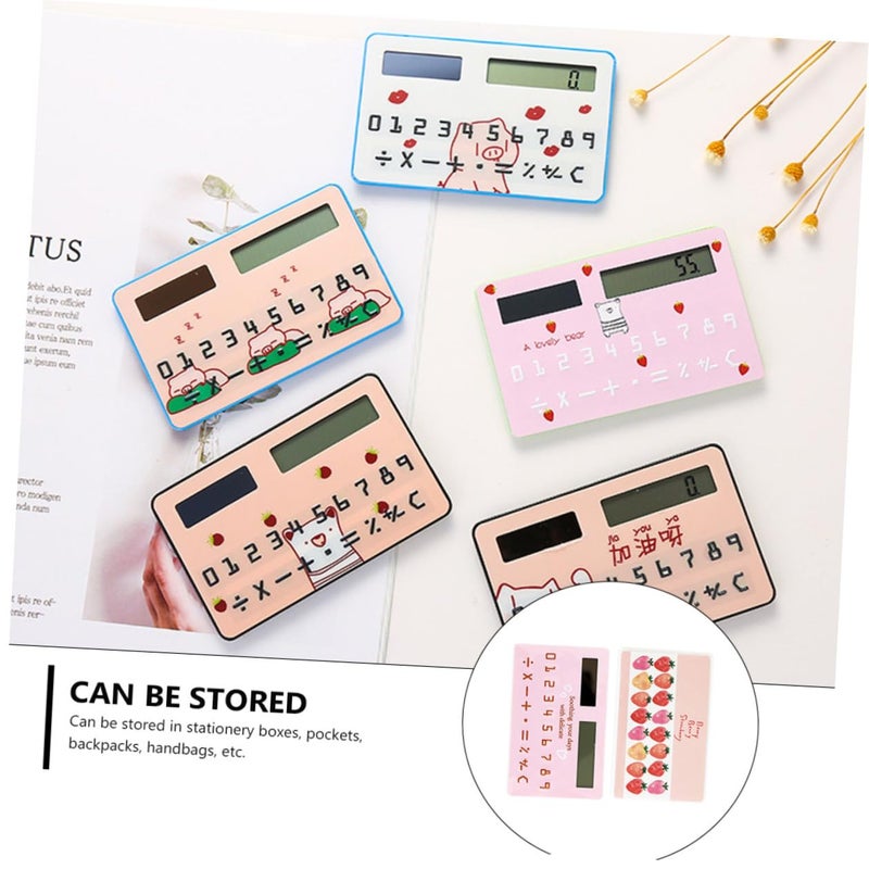2pcs Ultra Thin Solar Calculator Set Portable Pocket Card Design for Students Office Use - Image 5