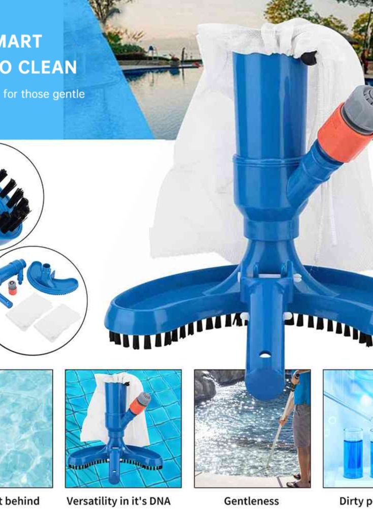 Generic Swimming Pool Vacuum Cleaner Cleaning Disinfect Tool Set Suction Head Pond Fountain Spa Pool Cleaning Brush EU/US Pool Cleaner (EU)  - Image 3