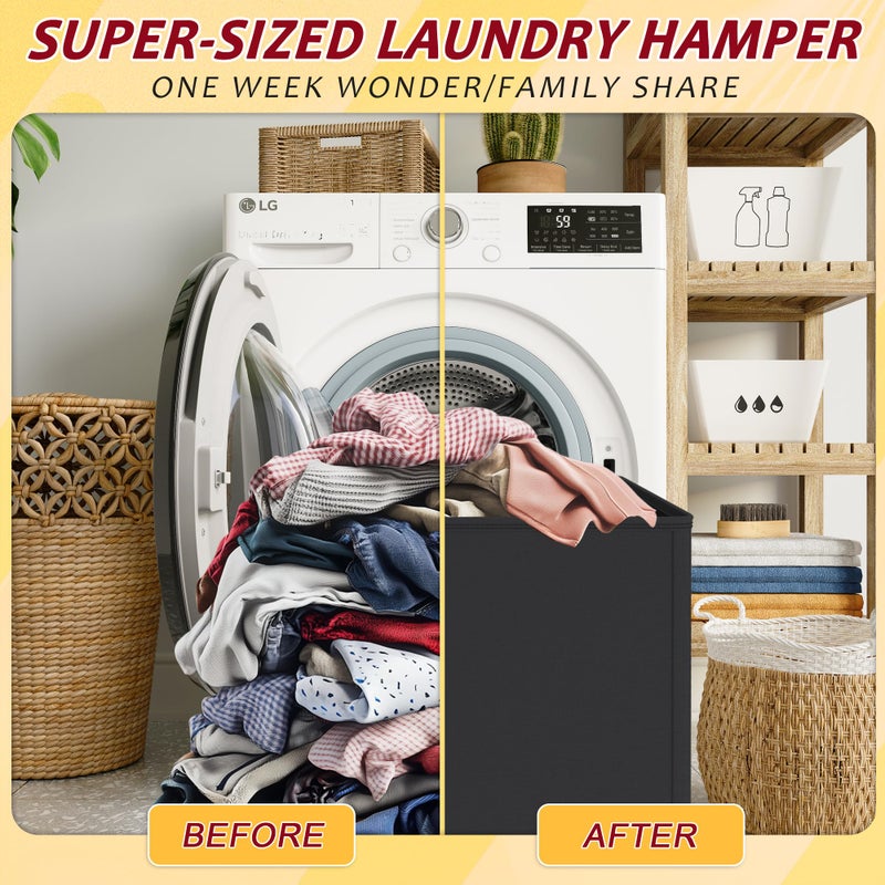 Vincona 195L Laundry Hamper 3 Section,Large Laundry Hamper with Lid,Dirty Clothes Hamper with 3 Inner Bags,Collapsible Laundry Basket Organizer for Laundry Room,Bedroom,Laundry Sorter Hamper 3 Compartment - Image 5