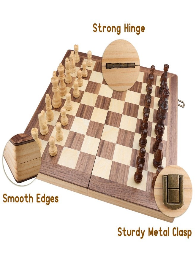 Gothink Chess Set Board Games for Adults, 15'' Handcrafted Wooden Game Board with 2 Extra Pawn Pieces & Storage Box Instructions, Folding Chess Game for Tournament Professional Beginner - Non-Magnetic - Image 4