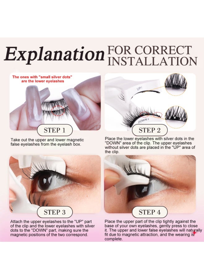 جوسكوين مجموعة من 2 زوج من الرموش المغناطيسية، مع أداة تطبيق ومرآة، رموش مغناطيسية قابلة لإعادة الاستخدام مع أداة تطبيق لا تحتاج إلى غراء، رموش ذات مظهر طبيعي، مجموعة رموش سهلة الارتداء والإزالة. - Image 2