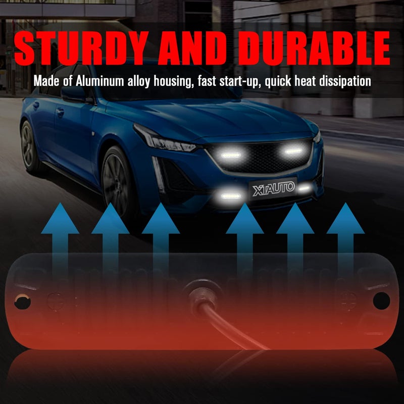 XTAUTO 6LED Car Truck Emergency Beacon Warning Hazard Flash Strobe Light White/White 4-pack - Image 3