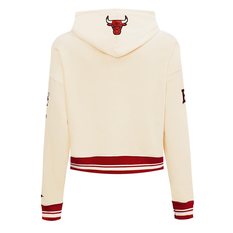 Pro Standard Womens NBA Chicago Bulls Retro Classics Cropped Pullover Hoodie Eggshell/Red M - Image 2