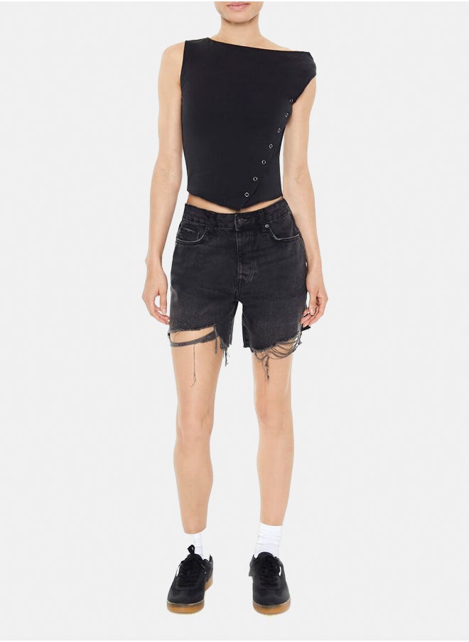 FOREVER 21 - Asymmetrical Snap-Button Top - Image 1