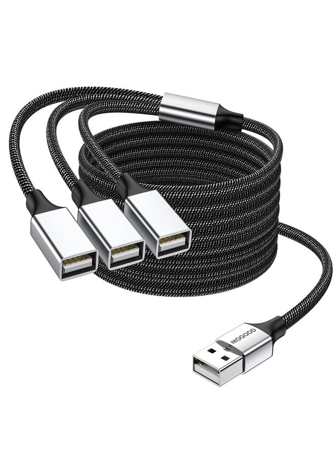 MOGOOD USB 3 Port Splitter Cable USB Type B Splitter 1 Male to 3 Female USB 2.0 Adapter Network Cable Extension Hub for Charging/Data Transfer/Laptop/Mac (2 m, Dark Black) - Image 1