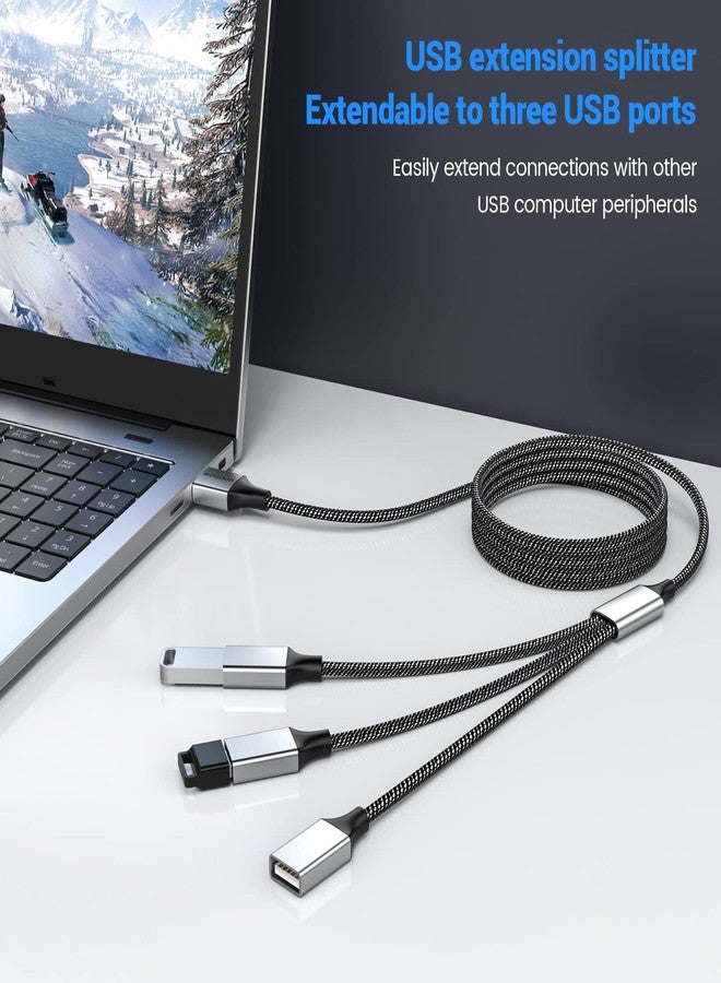 MOGOOD USB 3 Port Splitter Cable USB Type B Splitter 1 Male to 3 Female USB 2.0 Adapter Network Cable Extension Hub for Charging/Data Transfer/Laptop/Mac (2 m, Dark Black) - Image 4