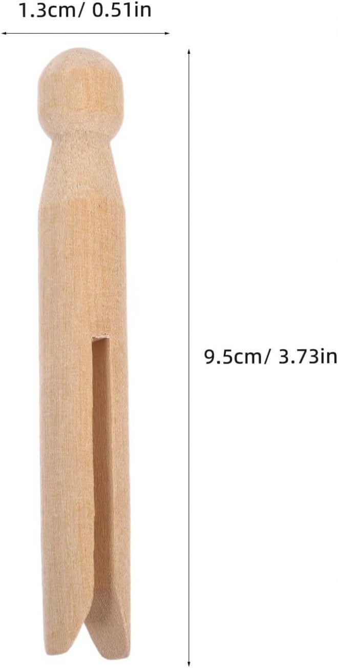 50pcs Round Wooden Clothespins 95mm Natural Wood Color Heavy Duty Laundry Clips with Strong Grip for Hanging Clothes and Crafts Home Organization - Image 2
