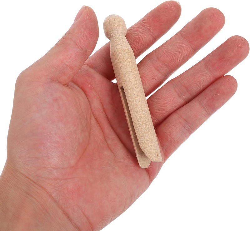 50pcs Round Wooden Clothespins 95mm Natural Wood Color Heavy Duty Laundry Clips with Strong Grip for Hanging Clothes and Crafts Home Organization - Image 4
