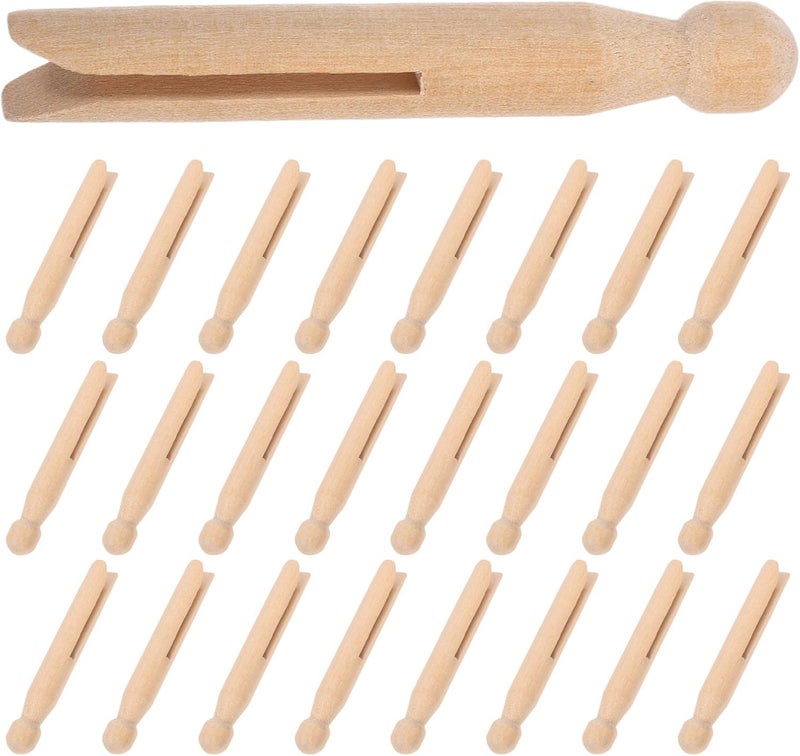 50pcs Round Wooden Clothespins 95mm Natural Wood Color Heavy Duty Laundry Clips with Strong Grip for Hanging Clothes and Crafts Home Organization - Image 1