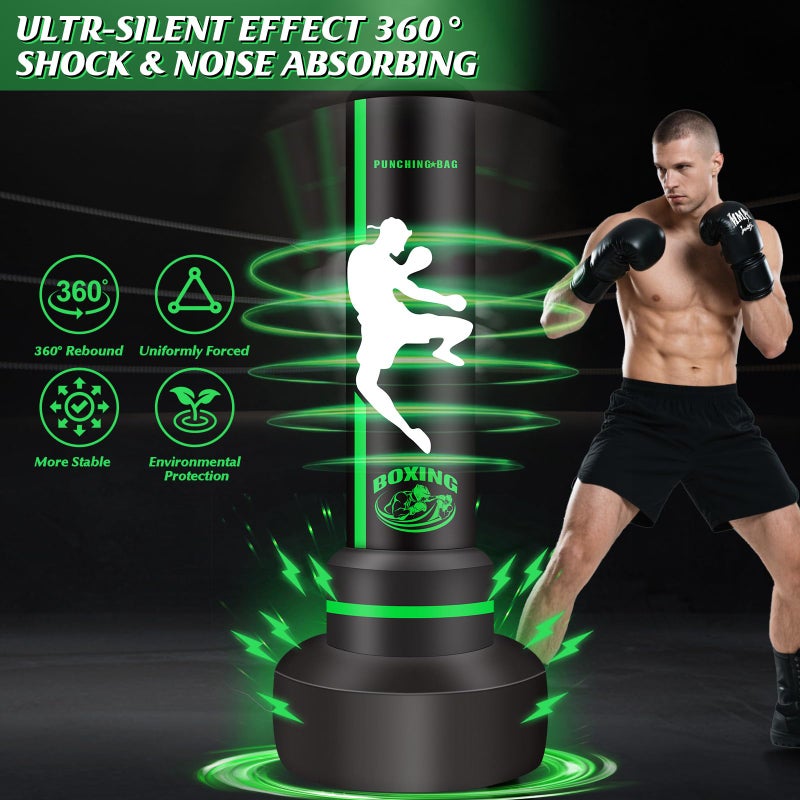 JUOIFIP Heavy Freestanding Punching Bag for Adults Teens, 70â€ Standing Boxing Bag with Gloves and Pump, Women Men Stand Kickboxing Bags for Boxing Training MMA Fitness Home Gym Martial Arts - Image 2