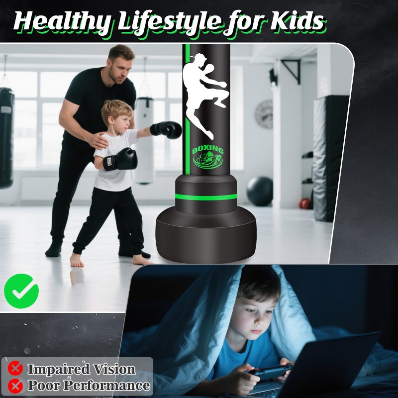 JUOIFIP Heavy Freestanding Punching Bag for Adults Teens, 70â€ Standing Boxing Bag with Gloves and Pump, Women Men Stand Kickboxing Bags for Boxing Training MMA Fitness Home Gym Martial Arts - Image 5