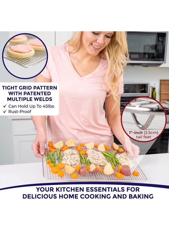 KITCHENATICS KITCHENATICS Heavy Duty Half Sheet Cooling Racks, Rust Resistant Stainless Steel Baking Racks, Wire Racks Fit Half Sheet Pan, Bacon Grill Rack for Oven, Cookie Cooling Racks 11.8" x 16.9" IN, Set of 2  - Image 4