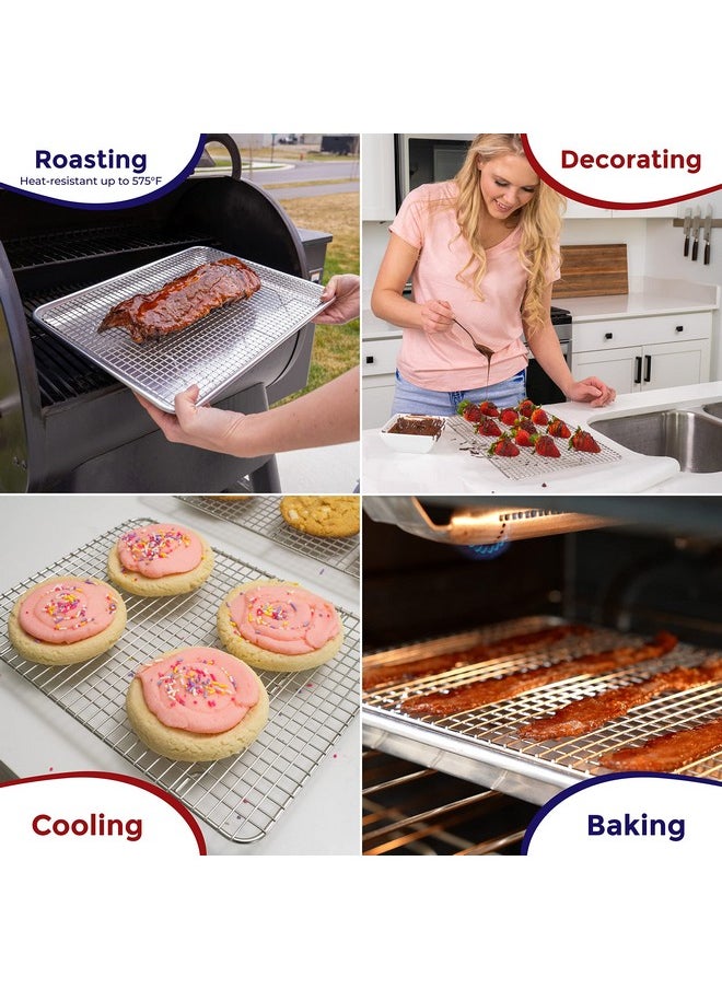 KITCHENATICS KITCHENATICS Heavy Duty Half Sheet Cooling Racks, Rust Resistant Stainless Steel Baking Racks, Wire Racks Fit Half Sheet Pan, Bacon Grill Rack for Oven, Cookie Cooling Racks 11.8" x 16.9" IN, Set of 2  - Image 5