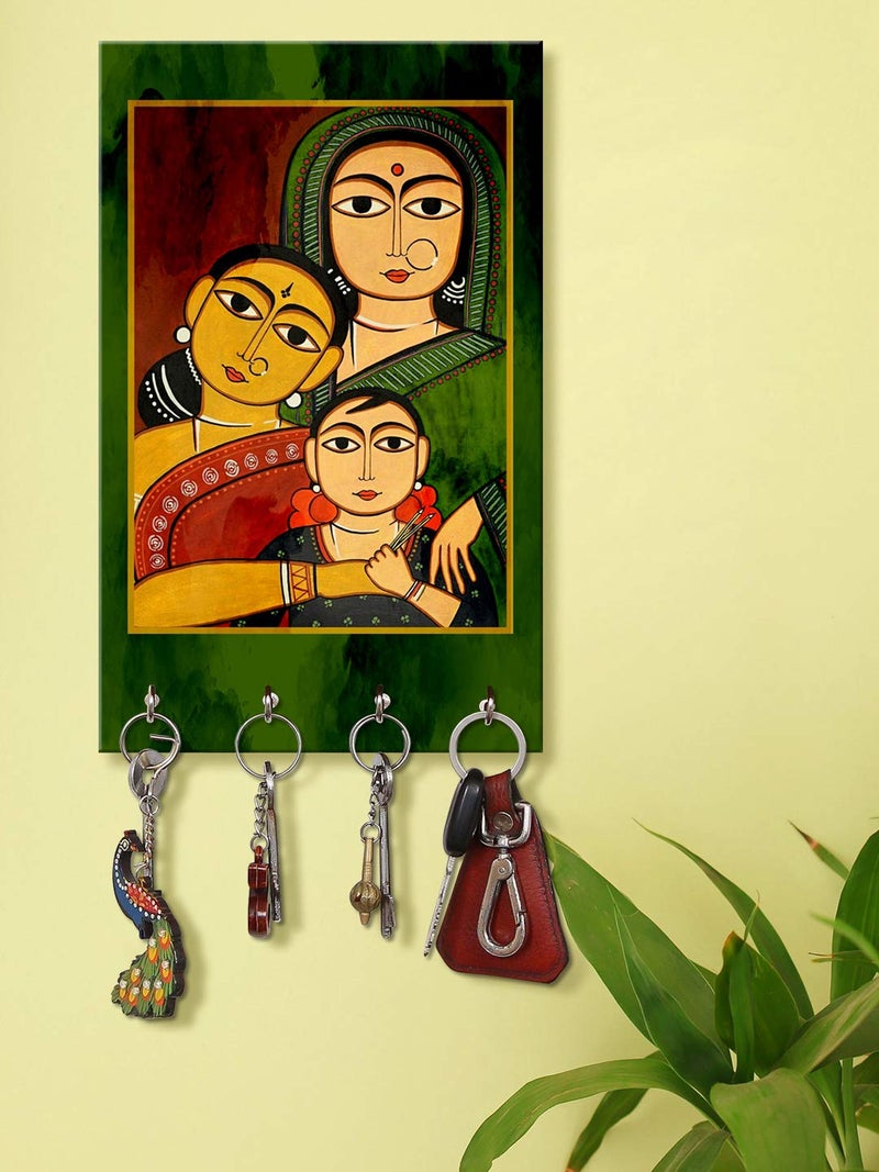 999STORE Key Holder for Wall Stylish Glass Holder Wall Mount Hanger Organizer Indian Womens Key Stand for Wall (MDF_7.5X12 Inch_Multi) KeyholderP093 - Image 5