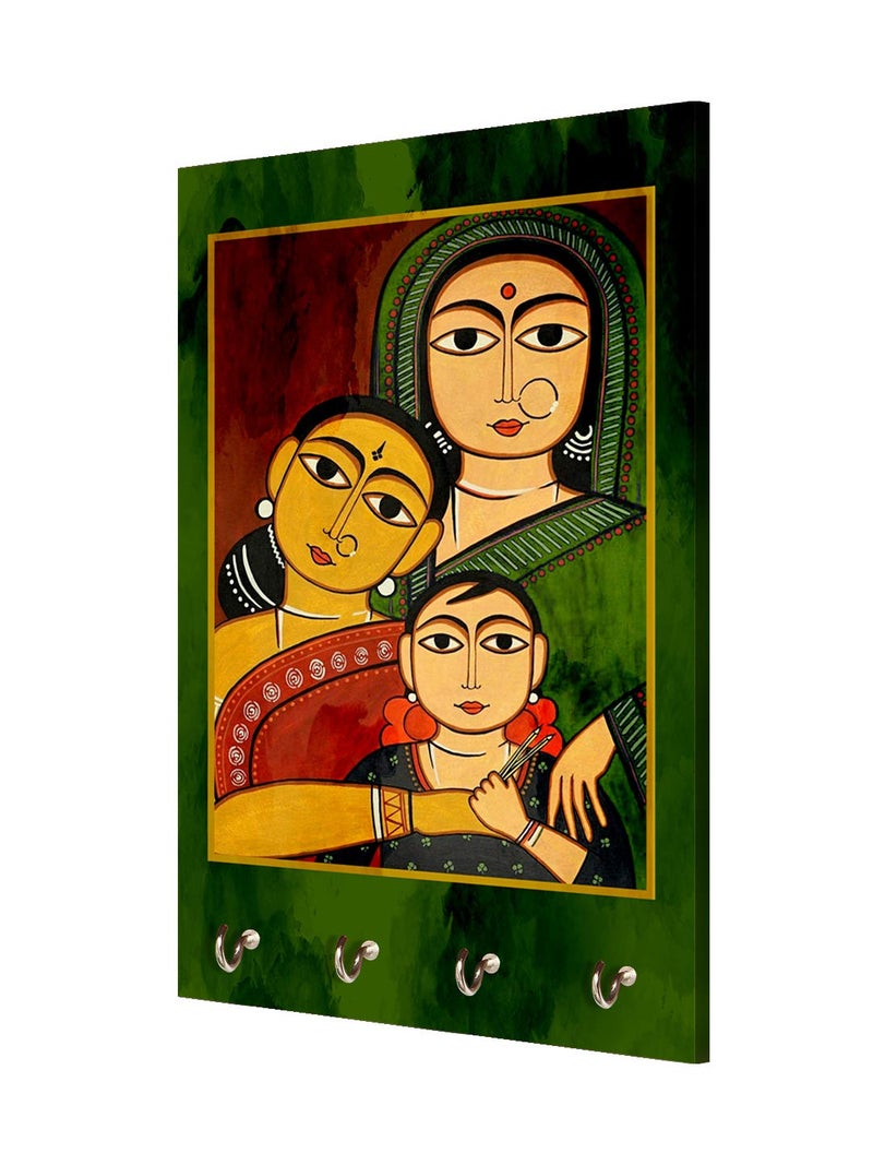 999STORE Key Holder for Wall Stylish Glass Holder Wall Mount Hanger Organizer Indian Womens Key Stand for Wall (MDF_7.5X12 Inch_Multi) KeyholderP093 - Image 3