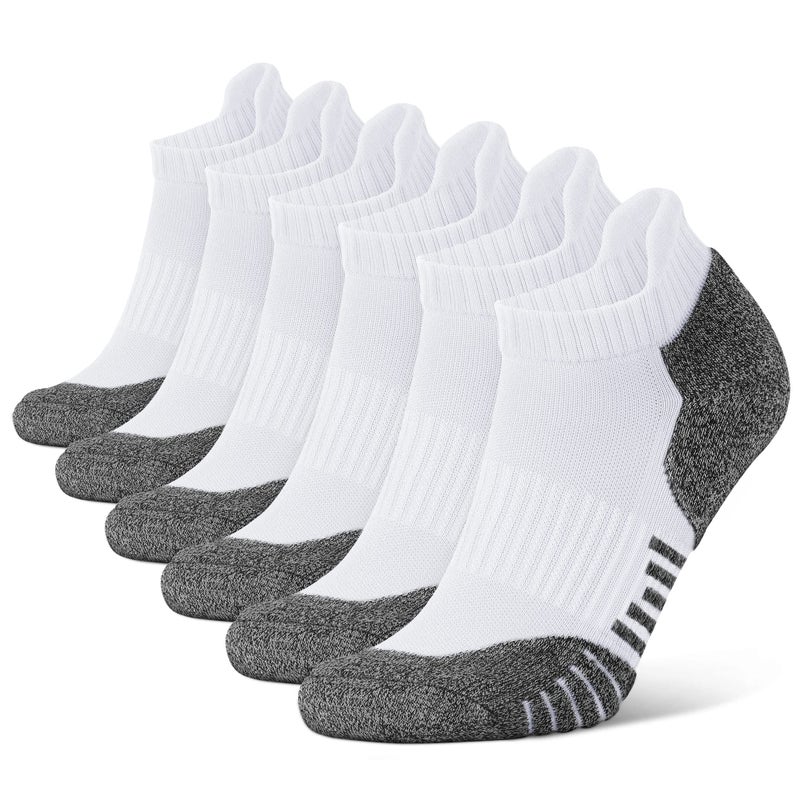 CLOSEMATE Mens Ankle Athletic Running Socks Cushioned Anti-Blister Low Cut for Sports 6 Pairs(6White, Size L) - Image 1